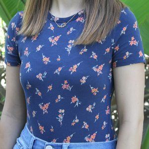 Blue Floral Bodysuit